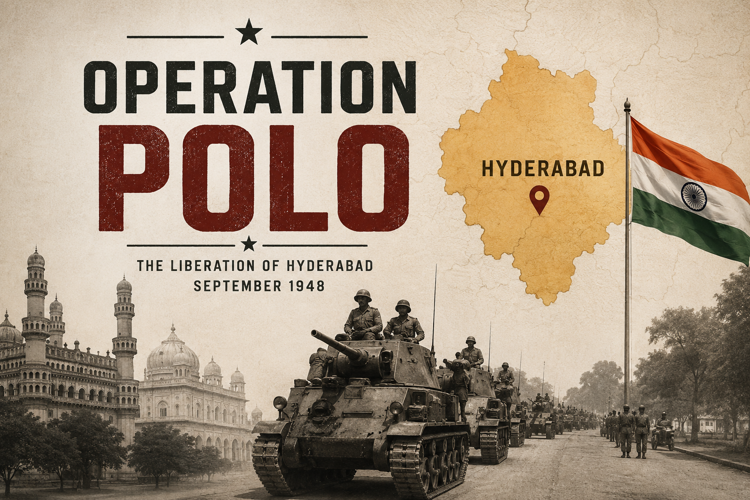 Operation Polo depicting the Indian Army's integration of Hyderabad in 1948.
