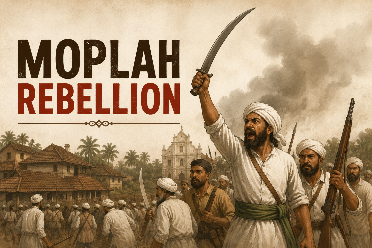 Illustration depicting the Moplah Rebellion of 1921 in colonial-era Malabar